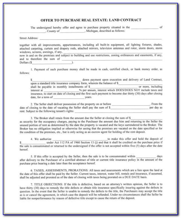 Land Contract Forms Michigan Free