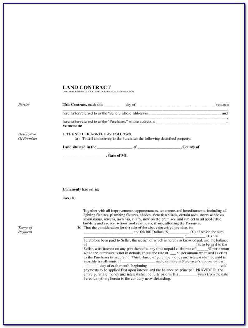 Land Contract Template Michigan
