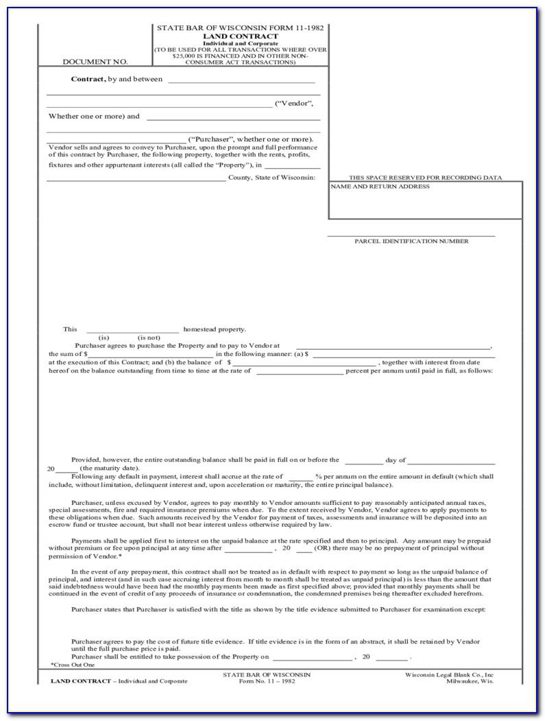 Land Contract Template Wisconsin