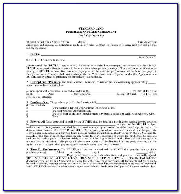 Land Purchase Contract Agreement