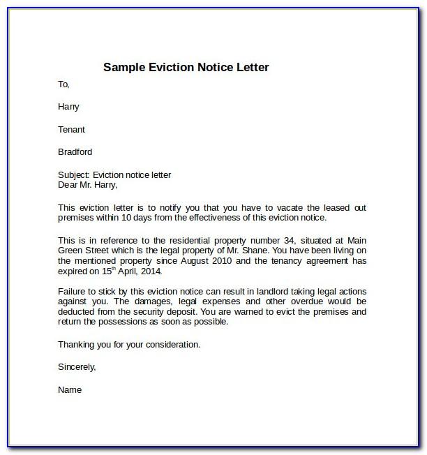Landlord 30 Days Notice Letter Sample
