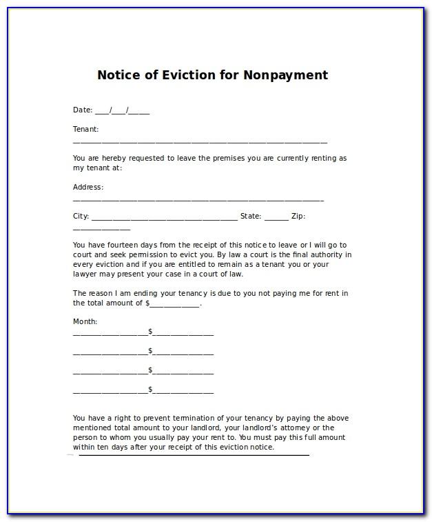 Landlord Eviction Notice Sample