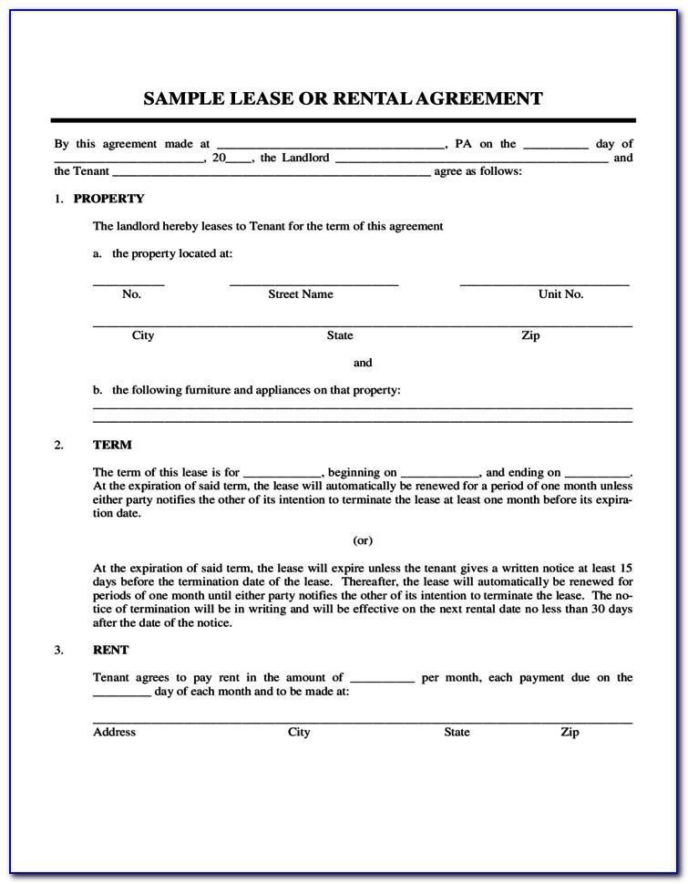 Landlord Tenant Rental Agreement Form