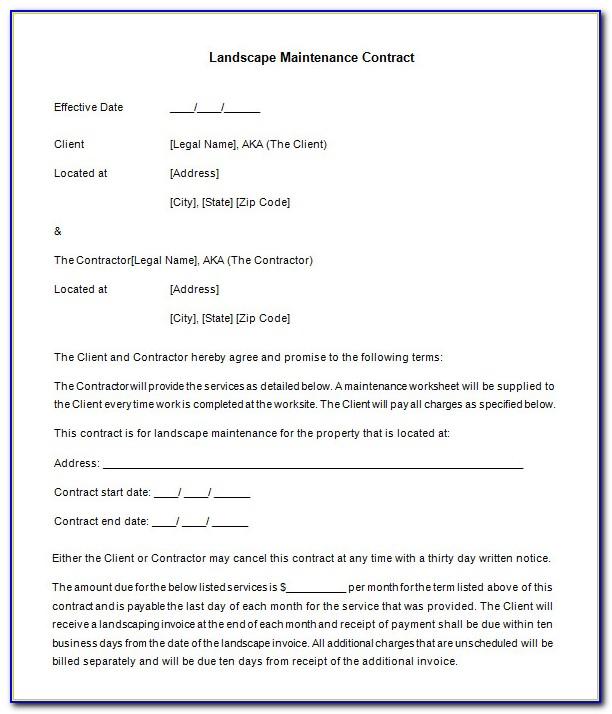 Landscaping Maintenance Contract Template