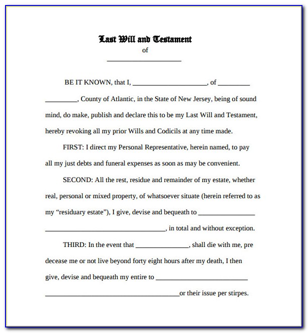 Last Will And Testament Examples Templates