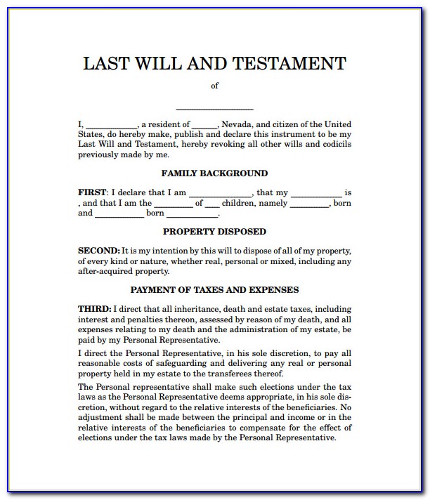 Last Will And Testament Florida Free