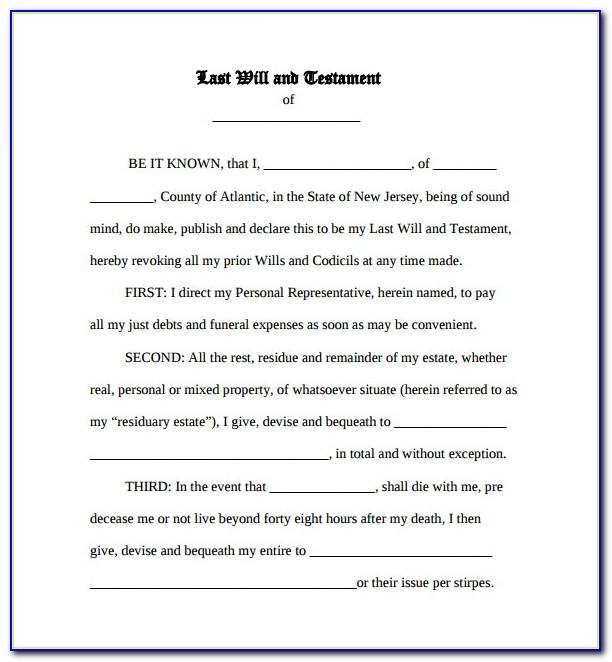 Last Will And Testament Microsoft Word Template