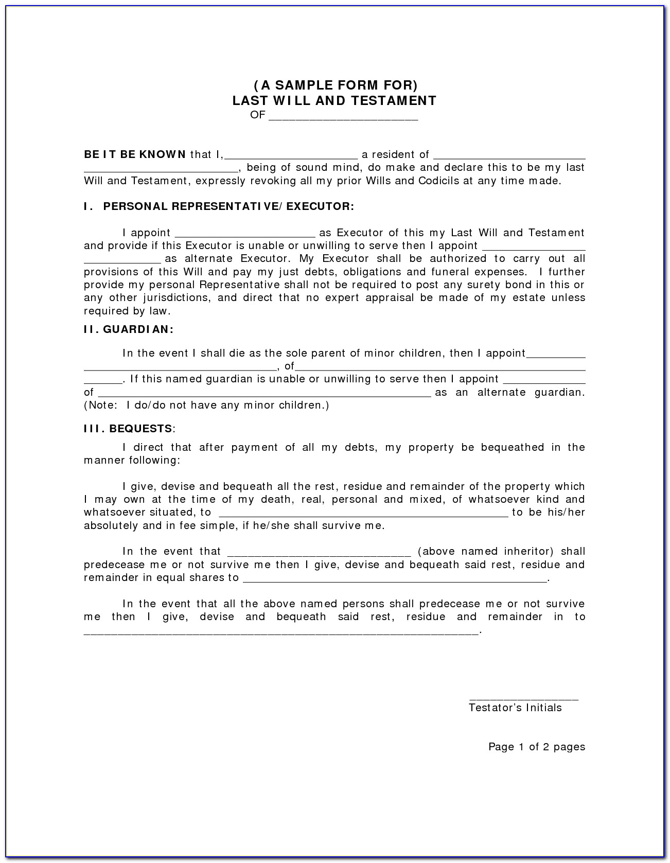 Ontario Canada Free Printable Printable Last Will And Testament Forms