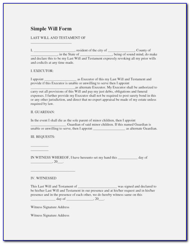 Last Will And Testament Template South Africa