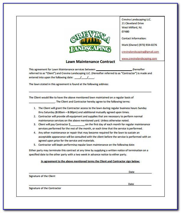 Lawn Care Contract Sample