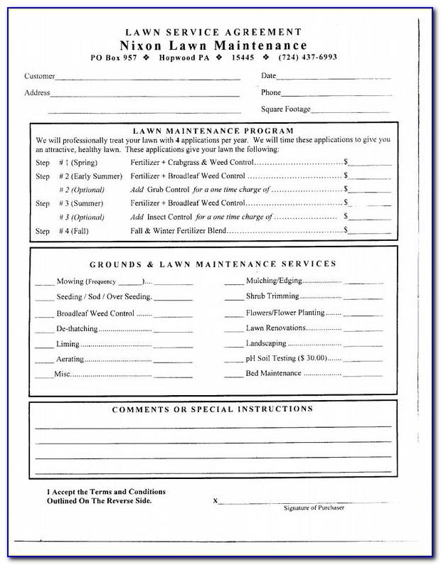 Lawn Maintenance Contract Form