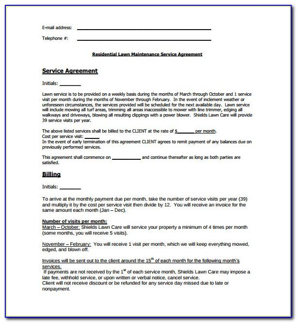 Lawn Service Agreement Forms