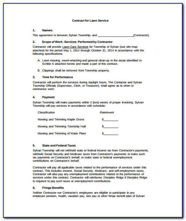 Lawn Service Contract Example