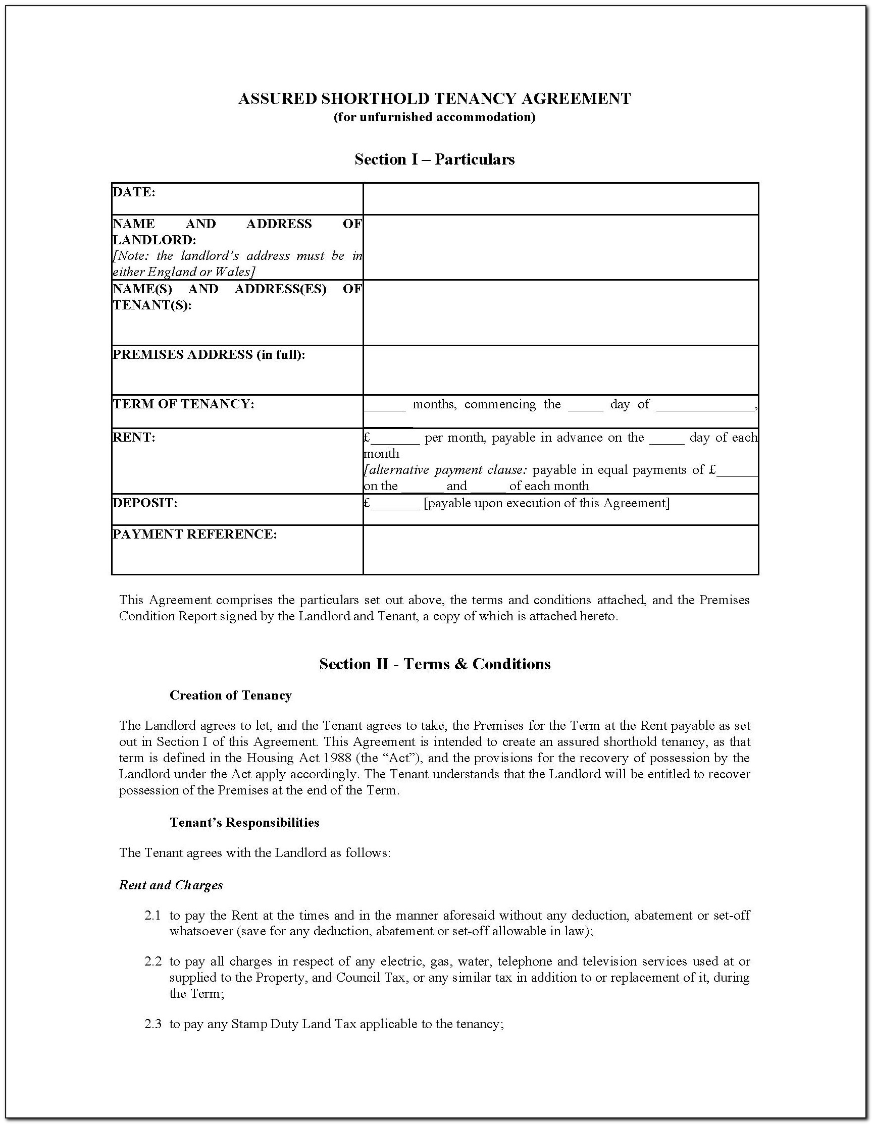 Lease Agreement Example Uk