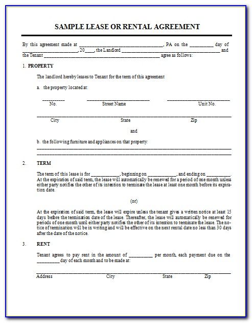 Lease Agreement Template Free