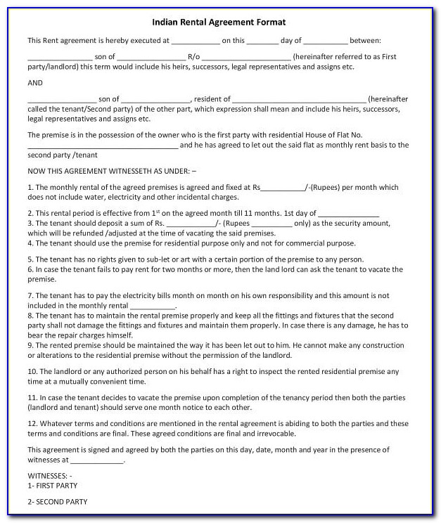 Lease Agreement Template Word Free
