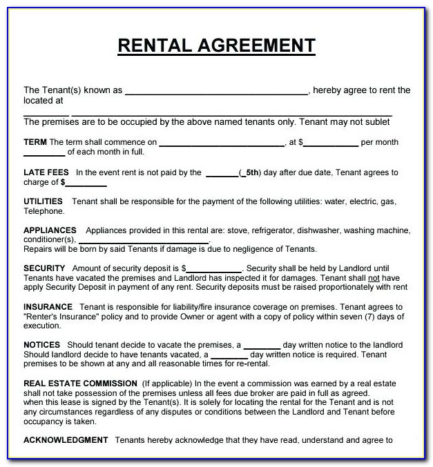Lease Agreement Word Document Free