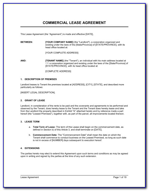 Lease Contract Template Pdf