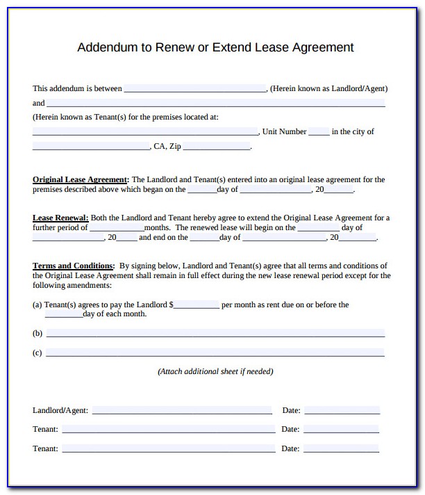 Lease Extension Addendum Form