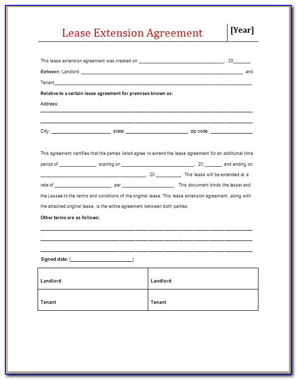 Lease Extension Agreement Sample India