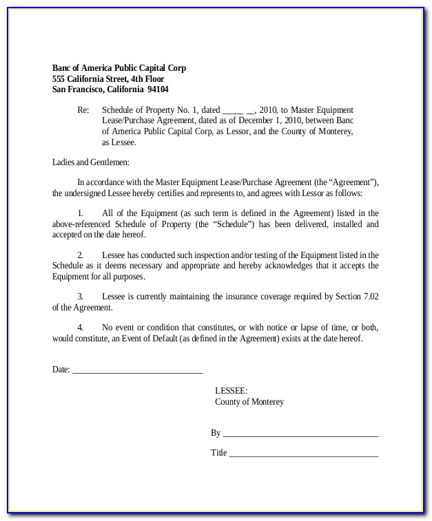 Lease Purchase Agreement Contract Template