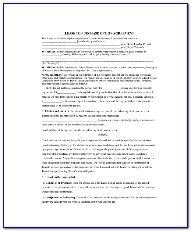 Lease Purchase Agreement Forms