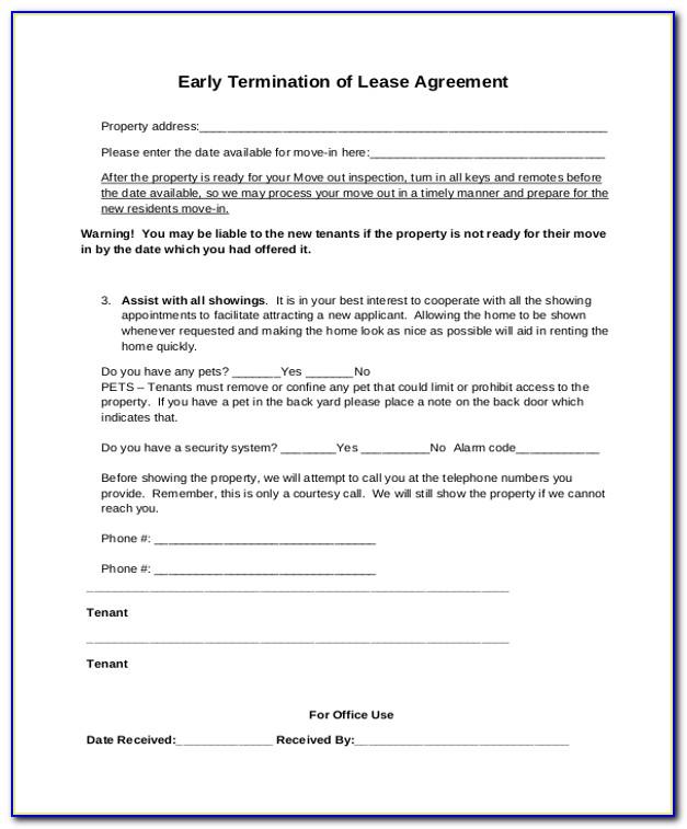 Lease Termination Agreement Example