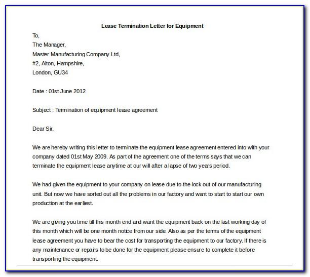Lease Termination Example Letter
