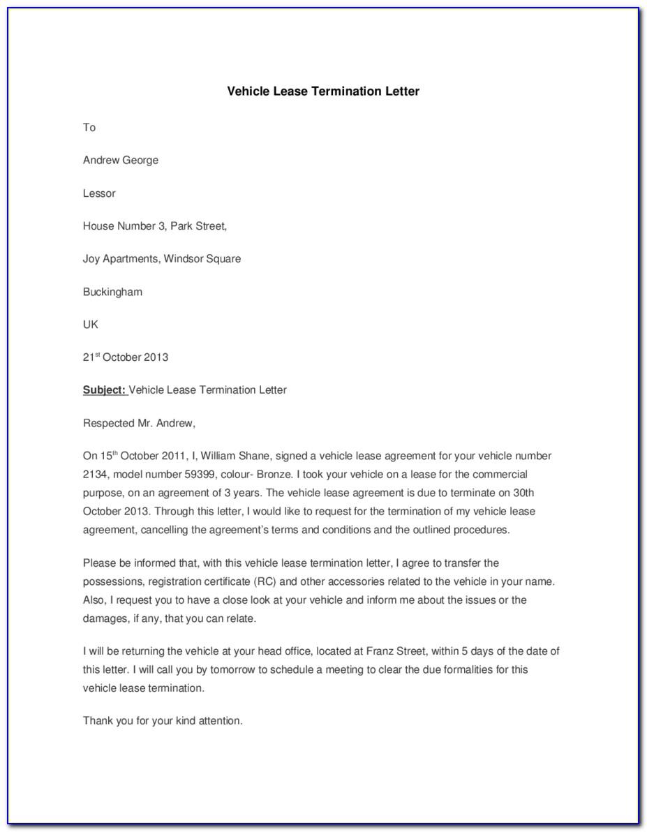 Lease Termination Letter Template Word