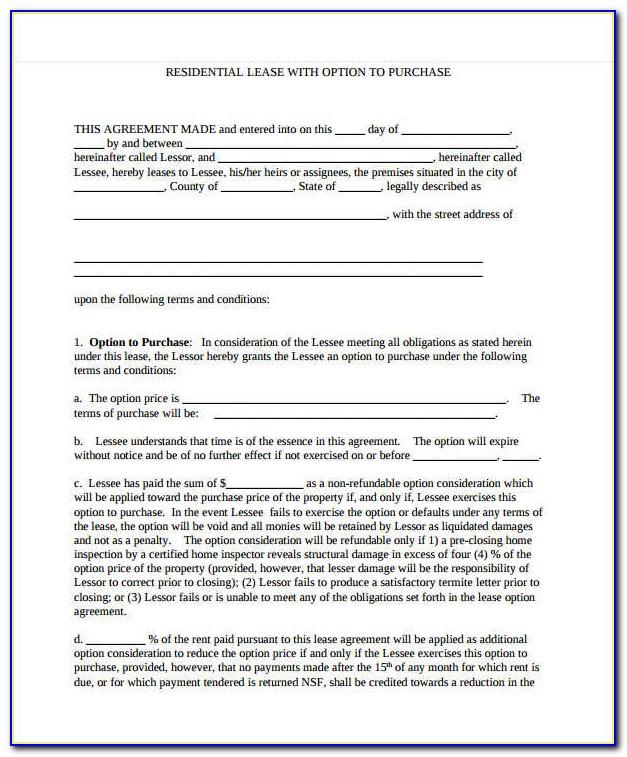 Lease To Buy Agreement Template