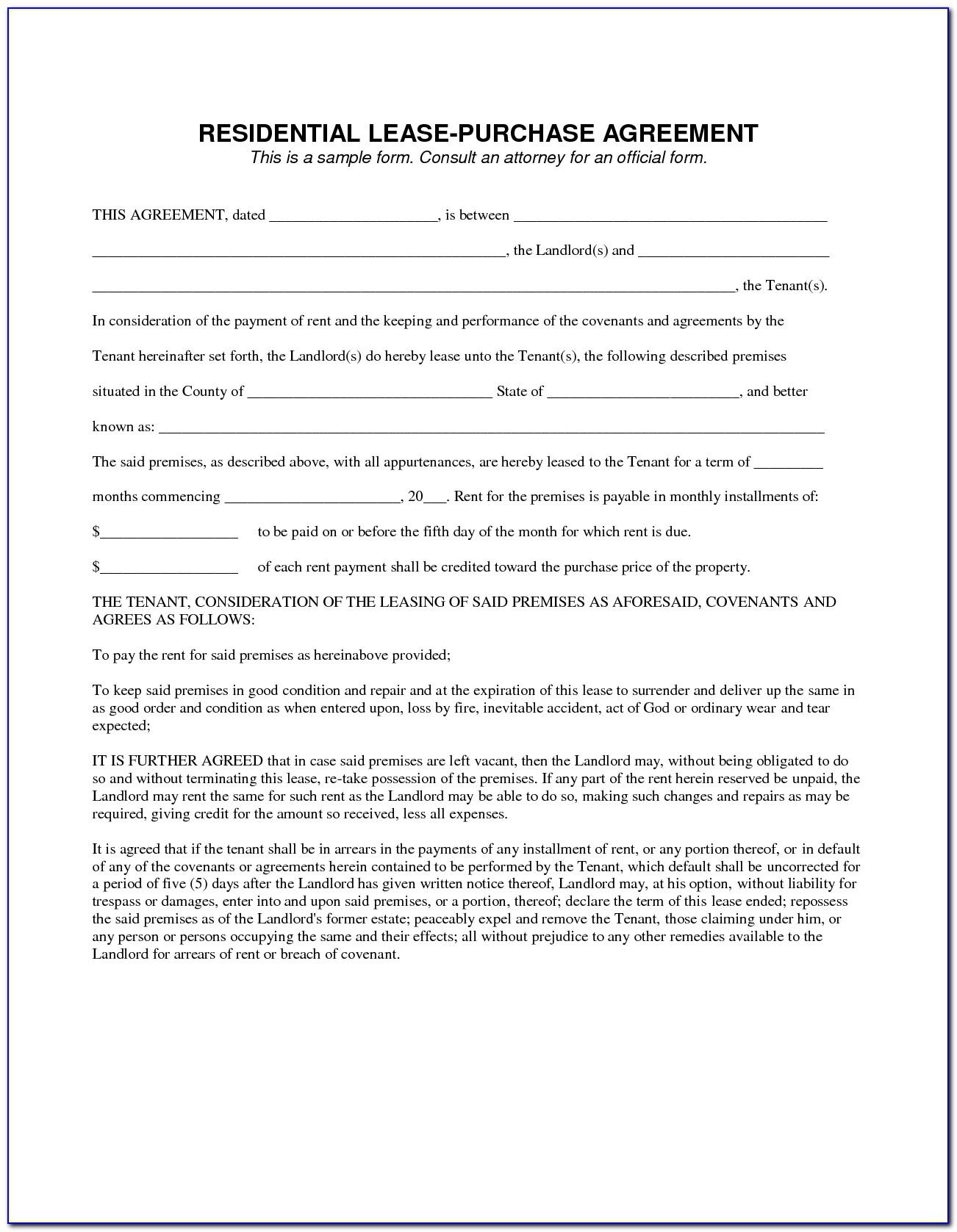 Lease To Own Contract Template Free