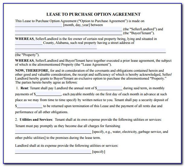 Lease With Option To Buy Contract Form Texas