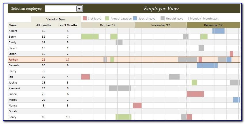 Leave Planner Sample Excel
