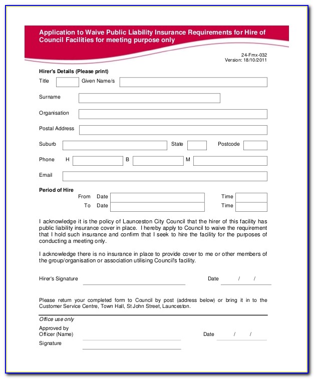 Legal Waiver Form Templates