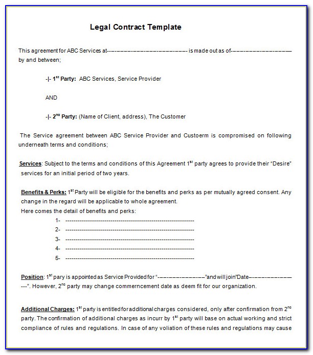 Legally Binding Contract Template Australia
