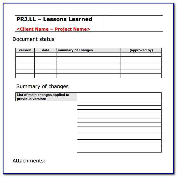 Lessons Learned Document Project Management