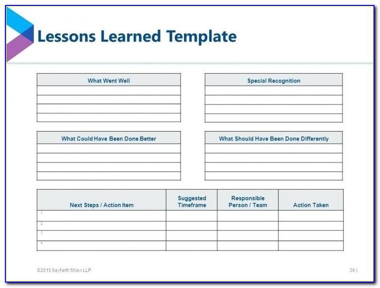 Lessons Learned Template Project Management