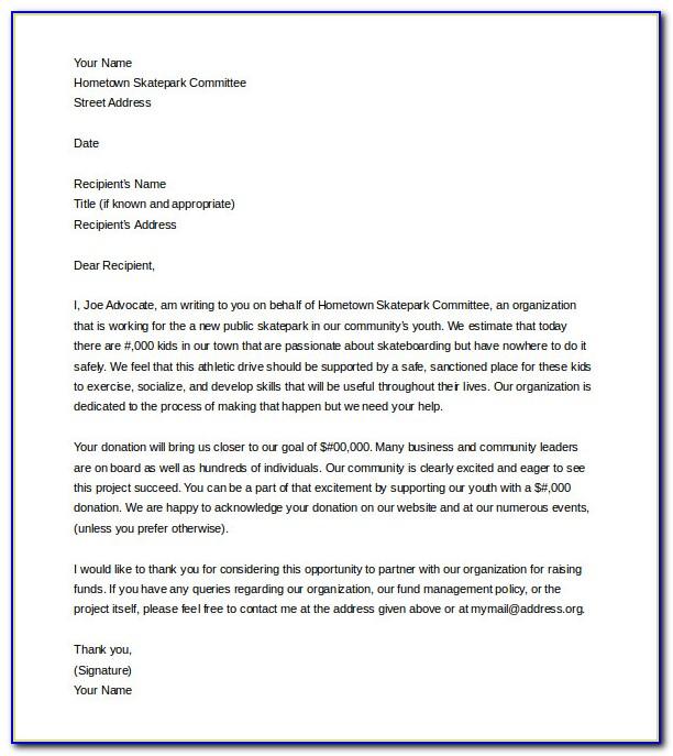 Letter Asking For Donations From Businesses Template