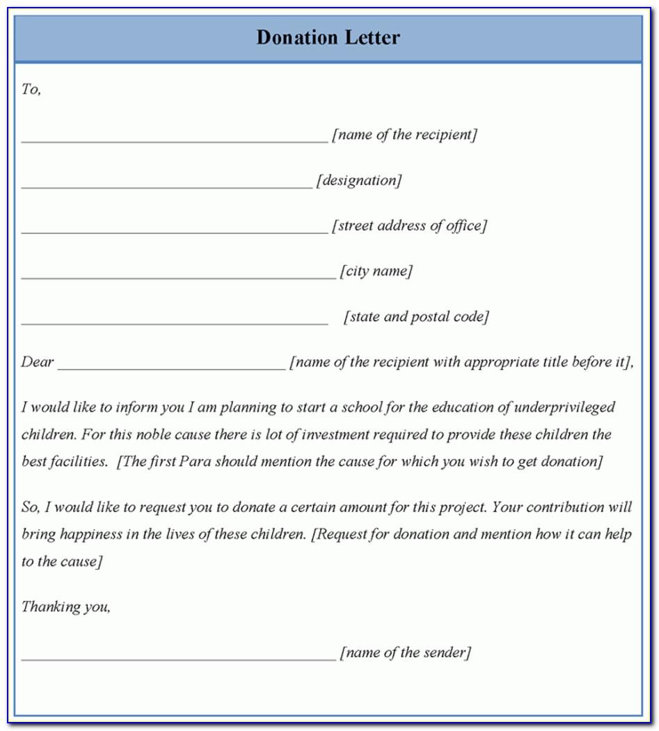 Letter Of Donation Format
