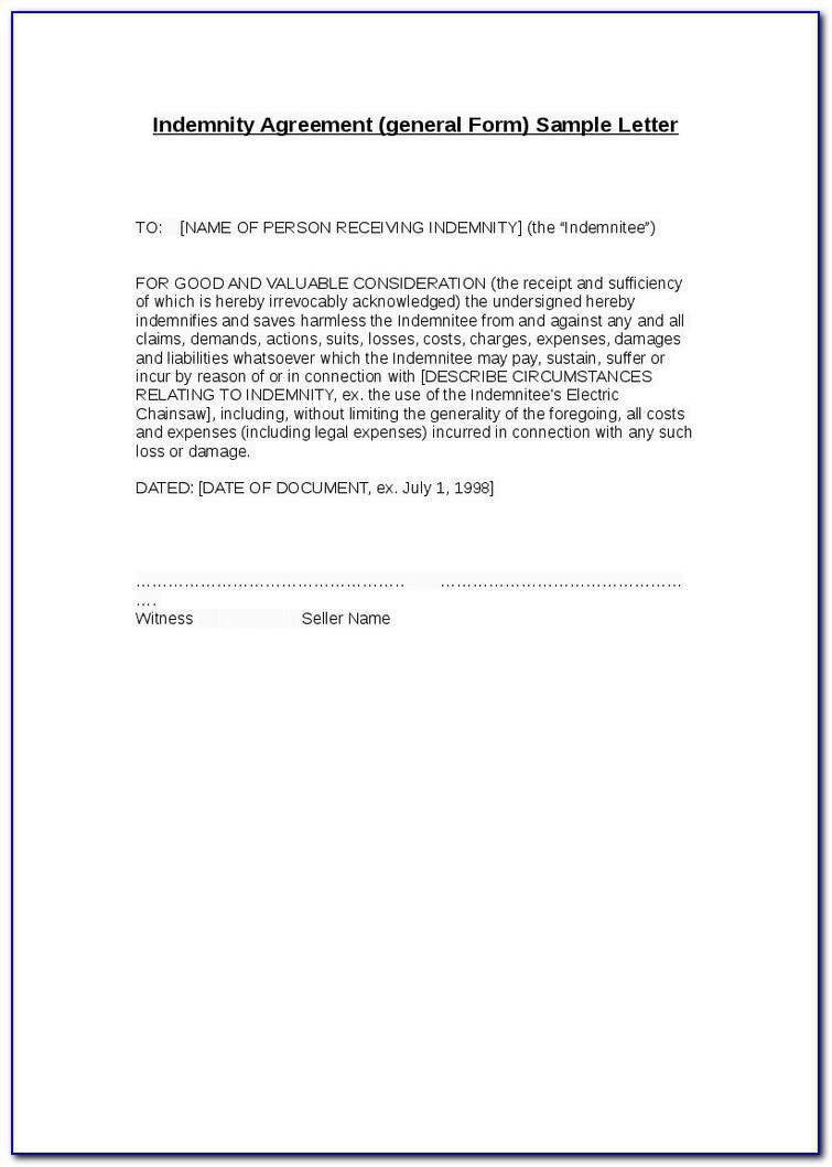 Letter Of Indemnity Template