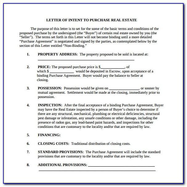 Letter Of Intent For Commercial Real Estate Lease