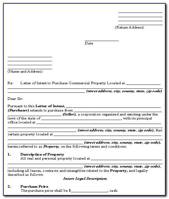 Letter Of Intent Template For Commercial Real Estate