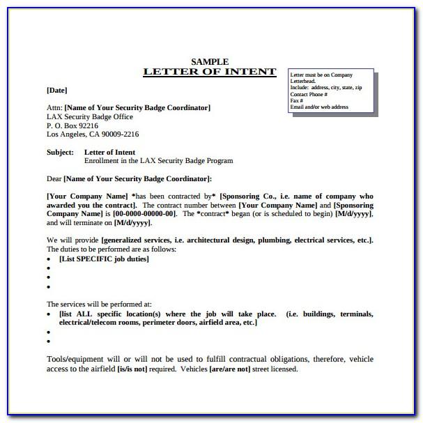 Letter Of Intent Template Uk