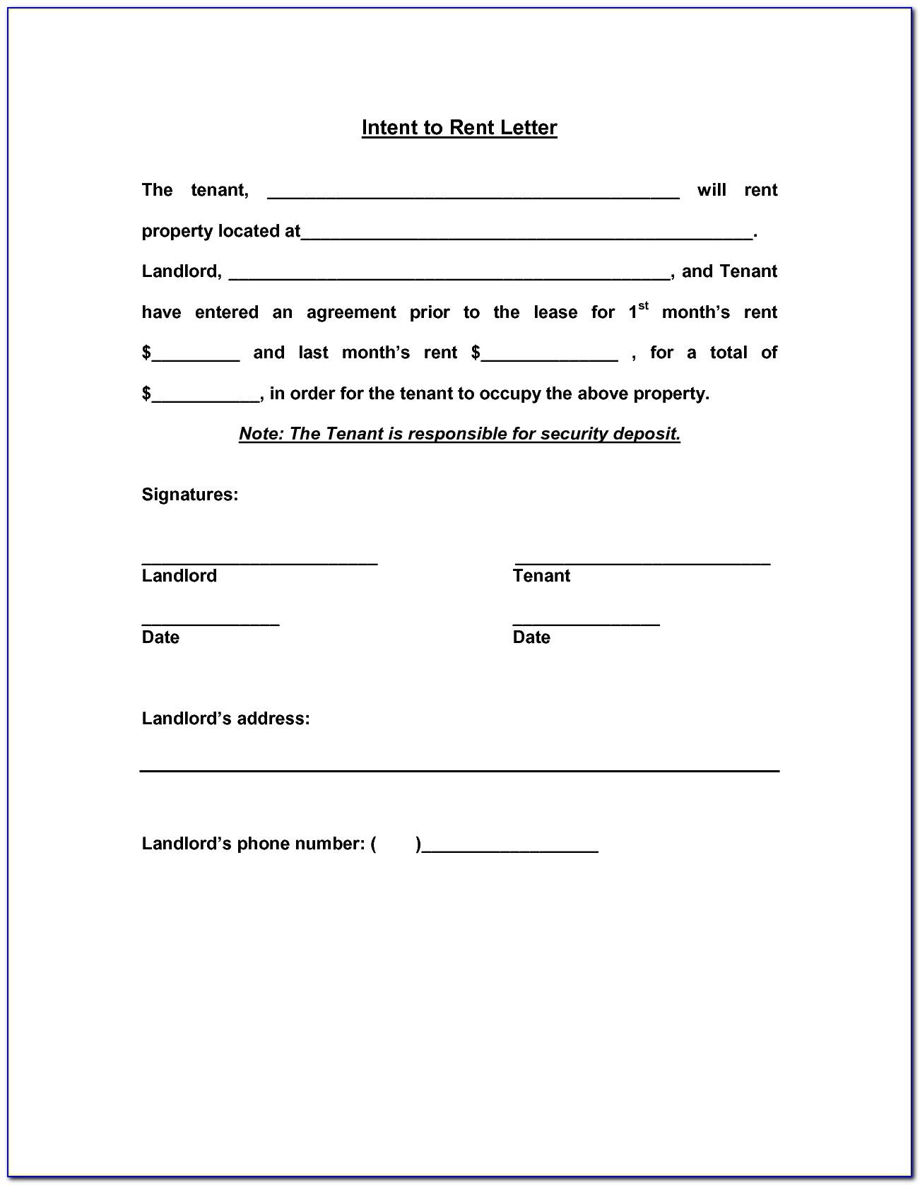 Letter Of Intent To Lease Format