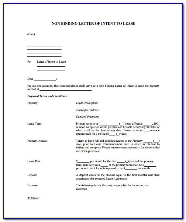 Letter Of Intent To Lease Sample