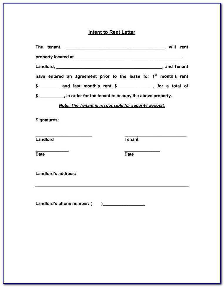Letter Of Intent To Lease Space Sample