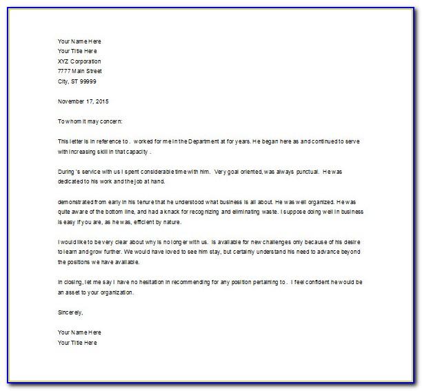 Letter Of Recommendation Template For Job