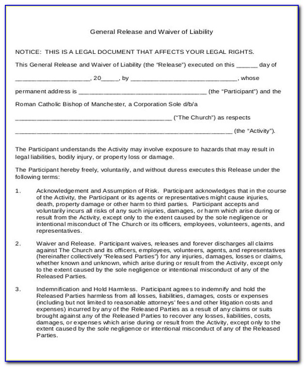 Liability Release Waiver Form Free