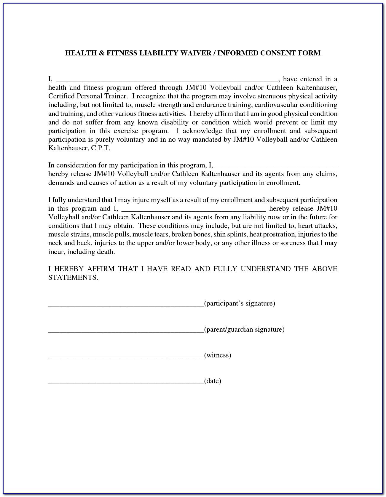 Liability Waiver Form Free Download