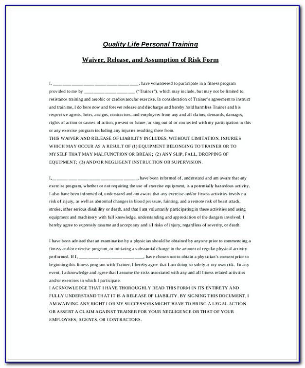 Liability Waiver Form Template Free
